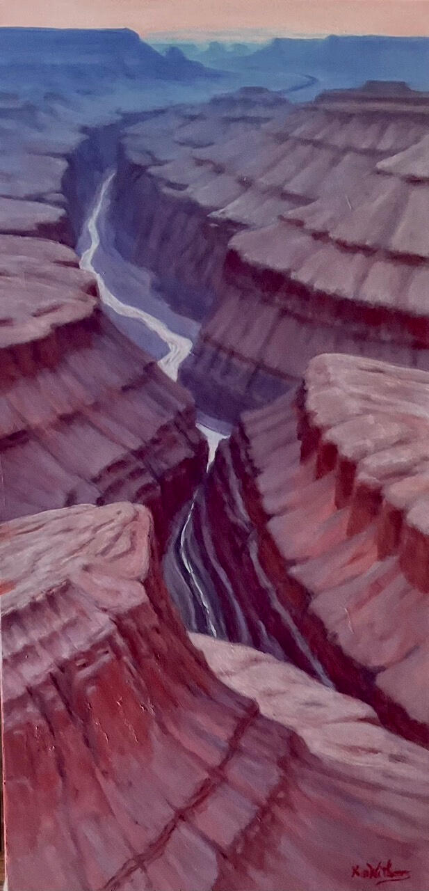 faraway canyon - imaginary landscape - contemporary art canyon painting - tributary grand canyon